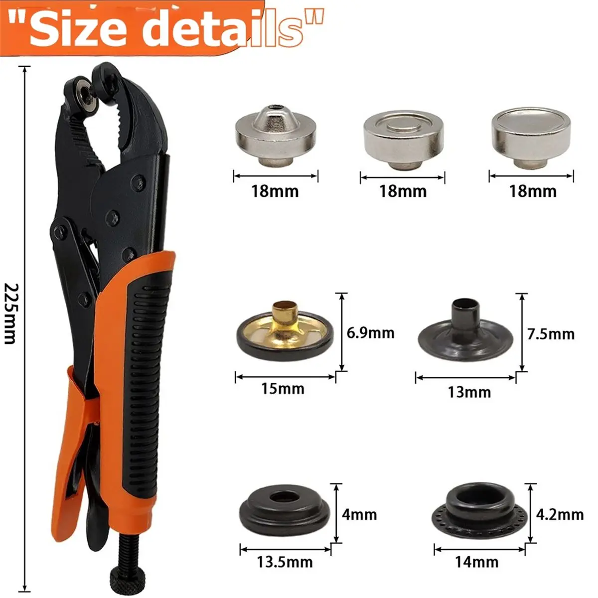 Home Tool Snap Fastener Tool Kit with Snap Buttons for Fabric, Boat Cover Canvas Tarp Leather Clothing Heavy Duty Snap Setter To