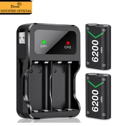 DinoFire Rechargeable Battery Pack for Xbox One S/X Xbox Series S/X/Xbox One Controller 2X6200mWh Battery USB Type-C Charger