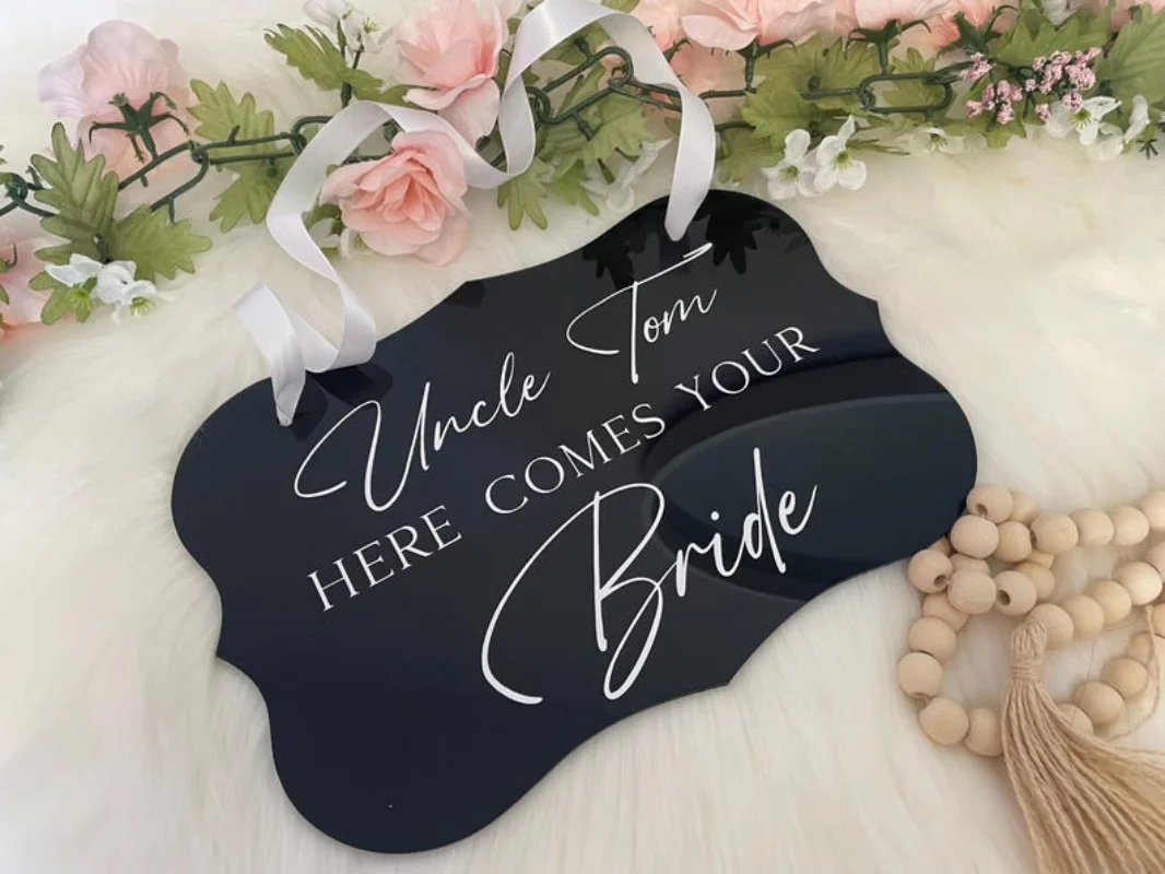 Here Comes The Bride Sign Ring Bearer Sign Flower Girl Sign Wedding Sigage Aisle Modern Wedding Decor