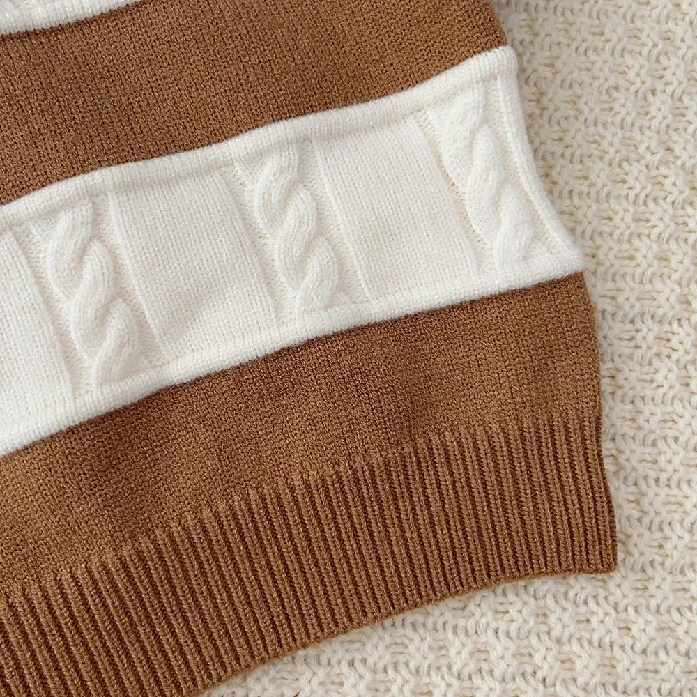 Europäischer und amerikanischer Stil, farblich abgesetzte Mädchenkleidung, Herbst-Winter-Strickpullover-Set für Kinder, langärmeliges Oberteil + Faltenrock – Detail 12