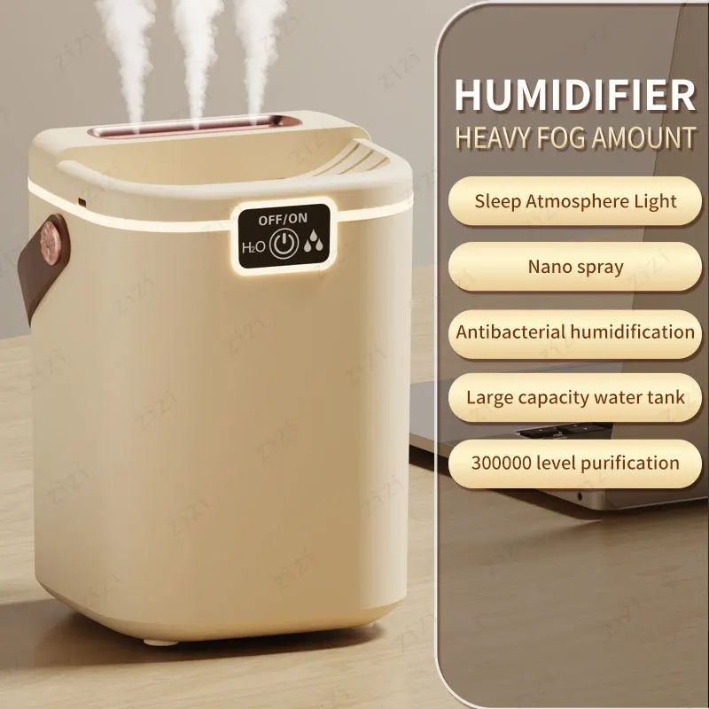 

Three Nozzle Water Mist Humidifier 2L Large Capacity Nano Fine Mist Silent Humidifier USB Night Light Humidifier