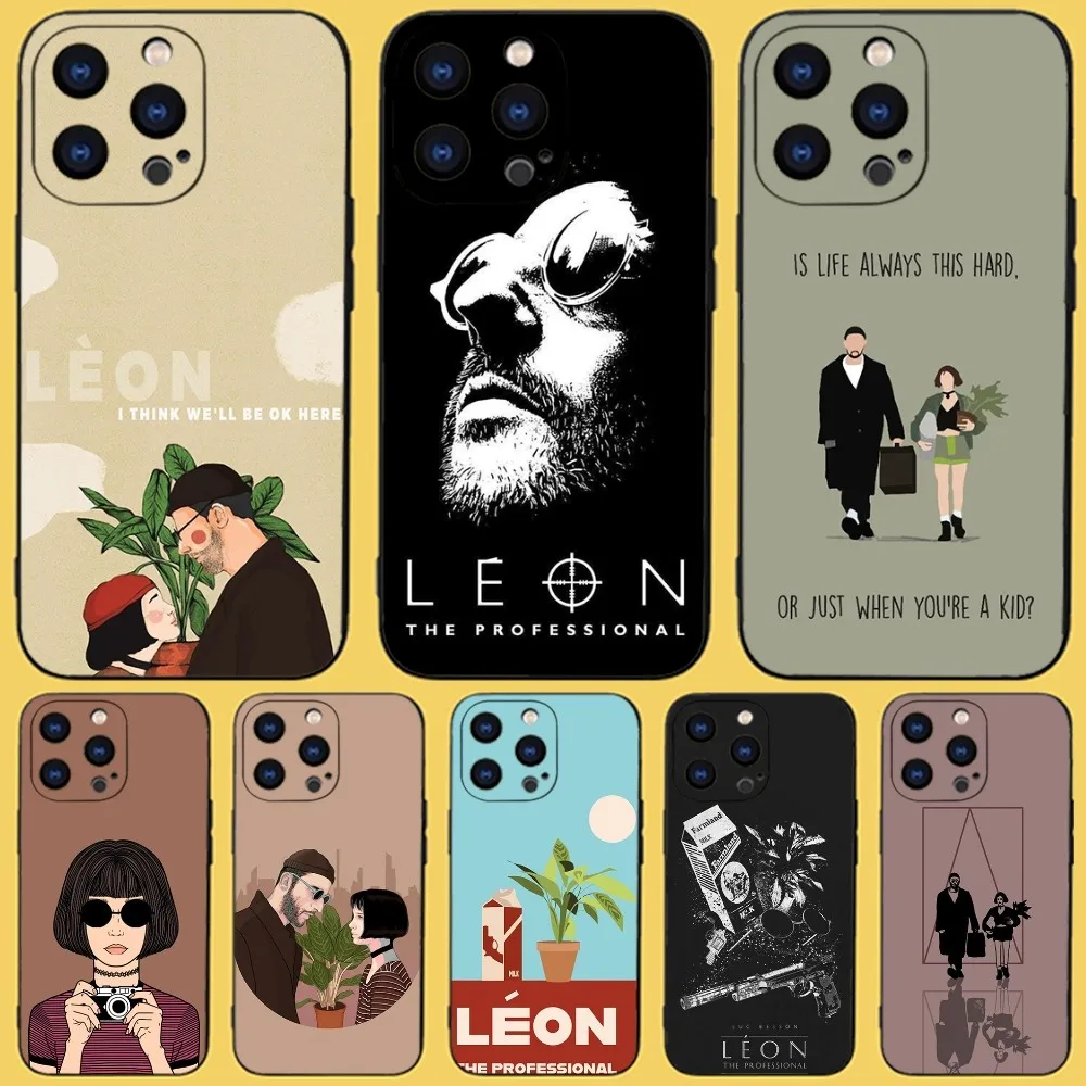 Film zabójca Leon i Mathilda etui na telefon iPhone 15,14,13,12,11 Plus,Pro,Max,XR,XS,X,7,8 Plus,SE,Mini czarny silikonowy miękki