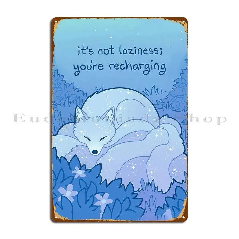 It S Not Laziness You Are Recharging Sleepy Nine Tailed Fox Kitsune Metal Plaque Poster Wall Mural Designs Tin Sign Poster