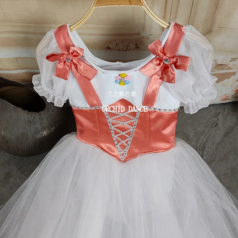 BT2507021 جودة عالية حجم مخصص للأطفال الفتيات الباليه الرقص أداء ارتداء Gilsay فستان توتو رومانسي طويل أحمر