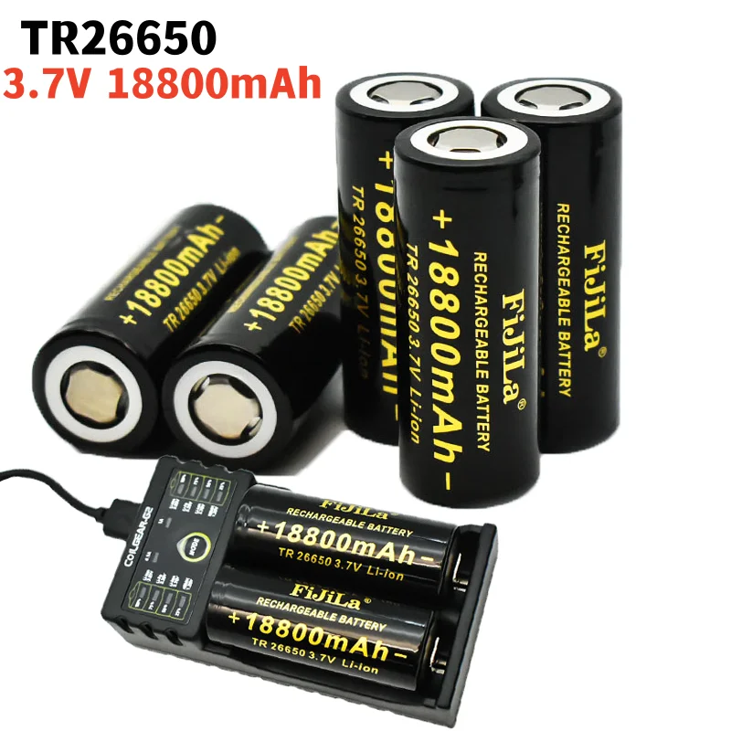 

3.7V 18800mAh 26650 Battery High Capacity 26650 50A Power Battery Lithium Ion Rechargeable Battery for Toy Flashlight+charger