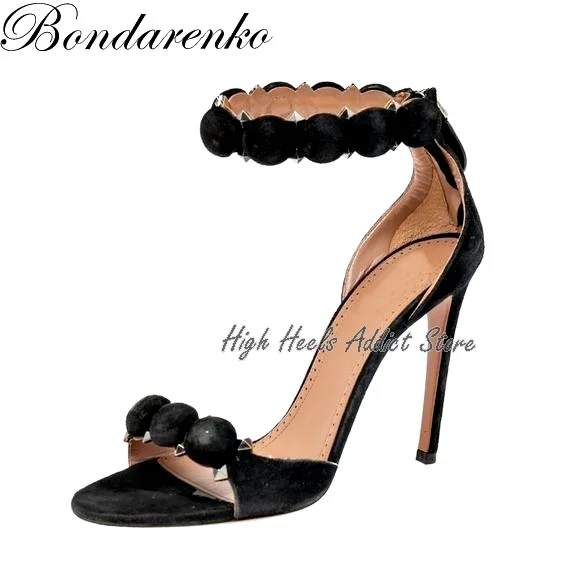 Rounded Toe Pink Bombe Sandals Women\'s Sexy High Heels Ankle Strap Thin Heel Back Zipper Lady Summer Shoes Big Size 2022 Design