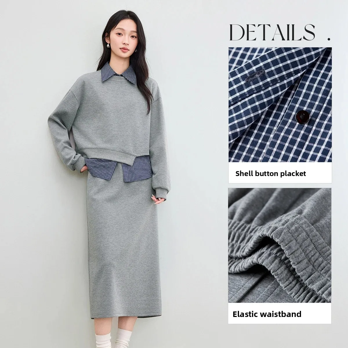 SENTUBILA الخريف المرأة تنورة مجموعة 2025 جديد تخفيف س الرقبة البلوز منقوشة قميص بدون أكمام محبوك ميدي تنورة الإناث 153ZA2481