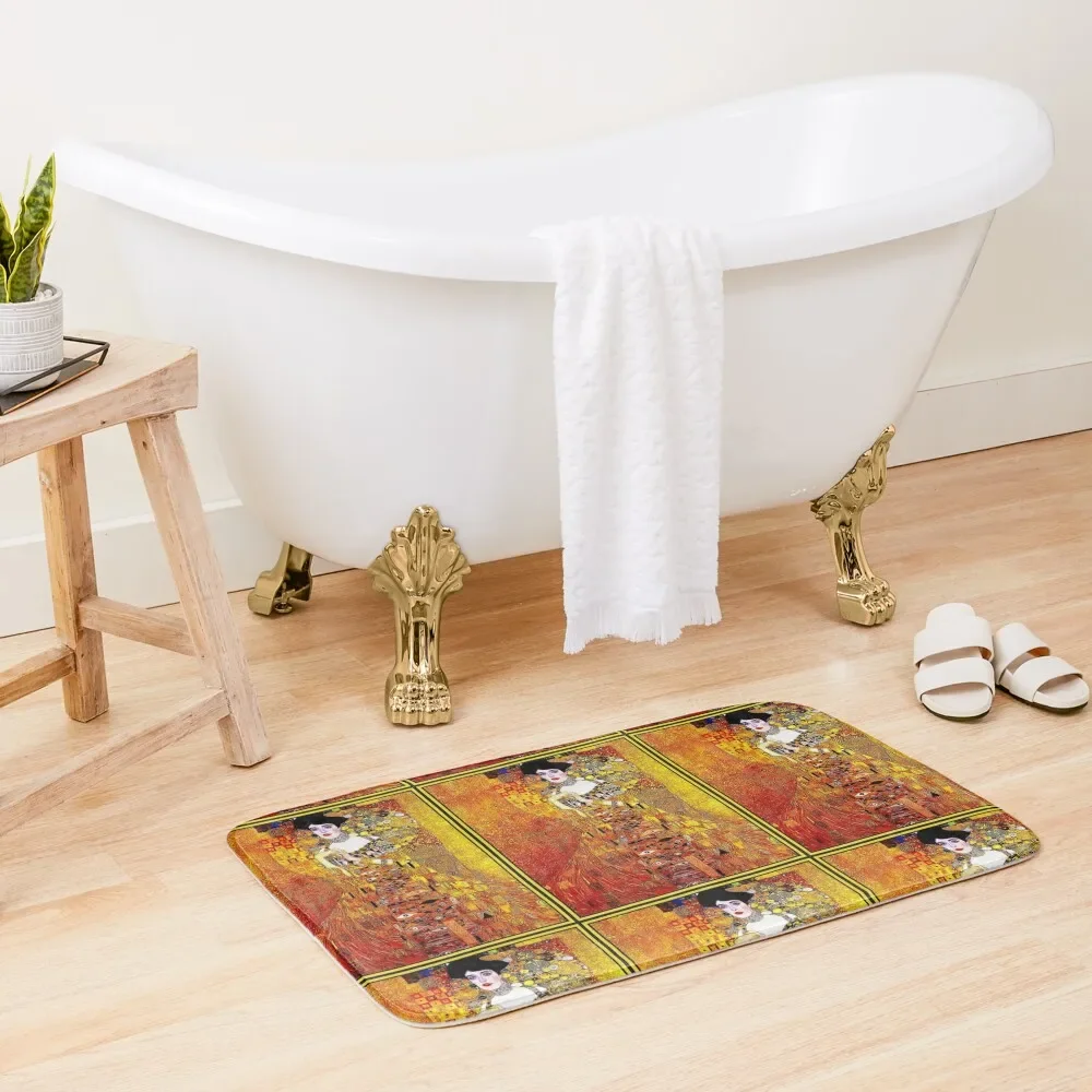 klimt : Vintage 1906 Adele Bloch Bauer Lady in Gold Portrait Print Collage Bath Mat Carpet For Bathroom Room Carpet Mat