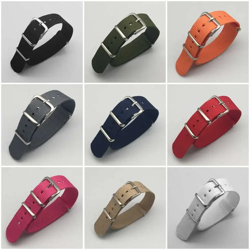 Nylon Canvas Strap 18mm 20mm 22mm 24mm Sports Fabric Nylon Watchband Accessories Band Buckle Belt