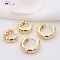 14K Gold Color Brass New Simple Round Circle Hoop Earrings Gold plated  Earring Jewelry Accessories For Women