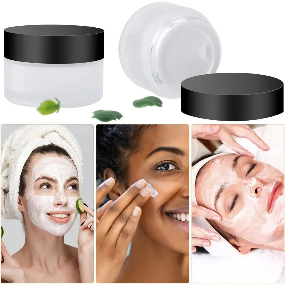 10 Stück 5/10/15/20/30/50/60/100g Leere Gläser Runde Glasbehälter mit Schwarzen und Weißen Deckeln Kosmetikbehälter Geeignet für Proben, Creme, Puder – Detail 5