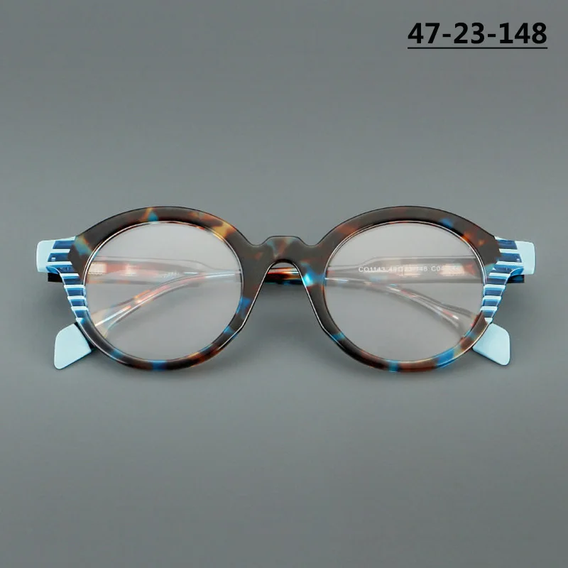 Fashion Style Handmade Acetate Colored Glasses Frame Men Women Oval Spectacles Color-matching Design Eyeglasses Makeup Eyewear