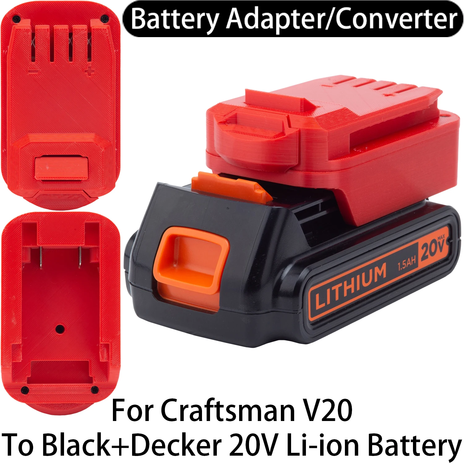 

Battery Adapter/Converter For Craftsman V20 Li-ion tool to Black+Decker 20V Li-ion Battery Adapter Power Tool Accessory