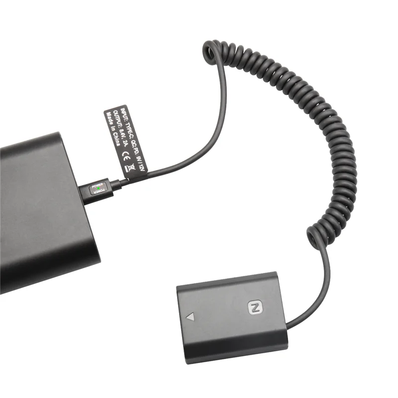 NP-FZ100 NP FZ100 Batteria fittizia Tipo-C Cavo a molla per Sony A9 A9R A9S A7R3 A7M3 A7S3 A7III A7R4 A7M4 A6600 A7C FX3 Raro