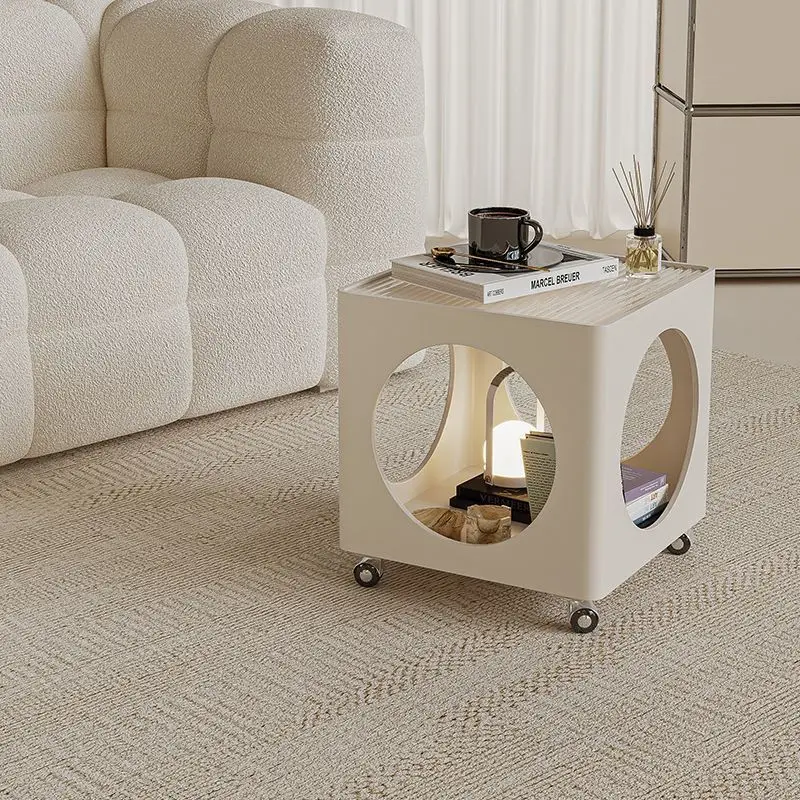 Movable side table modern simple sofa living room small apartment coffee table light luxury small table bedroom creative bedside