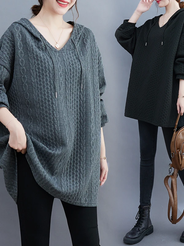 هوديي غير رسمي للنساء مقاس كبير لخريف وشتاء جديد Sle النسخة الكورية للتخسيس وإخفاء مريحة #2