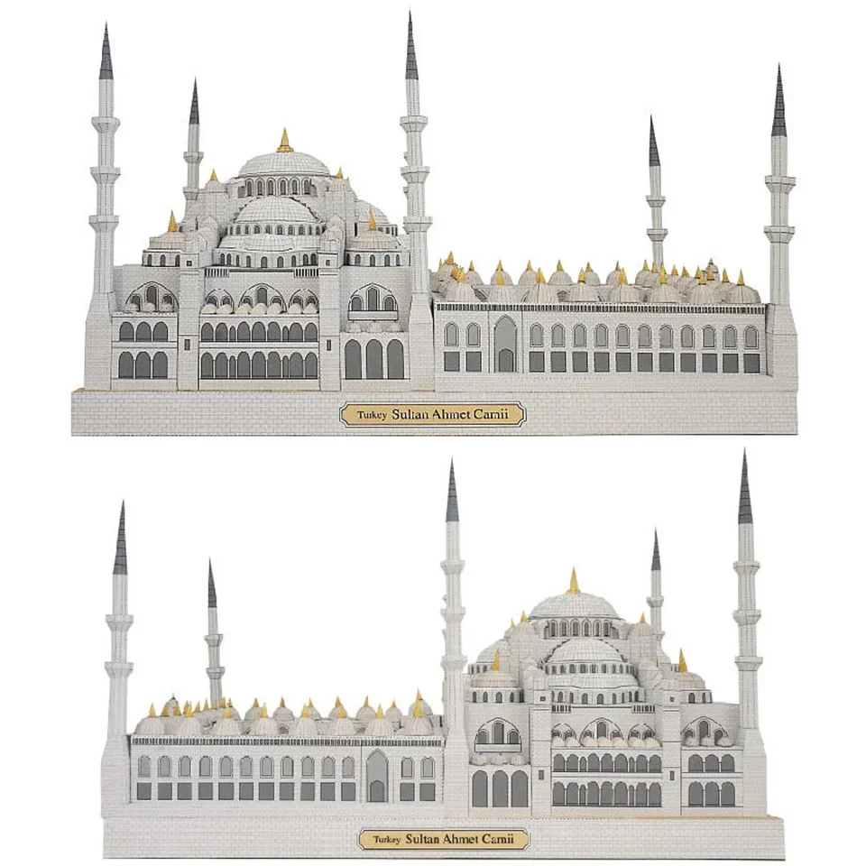 Turchia Sultan Ahmet Camii Tempio 3D Modello di carta Casa Papercraft Arte fai da te Origami Edificio Adolescenti Giocattoli artigianali fatti a mano per adulti QD-202