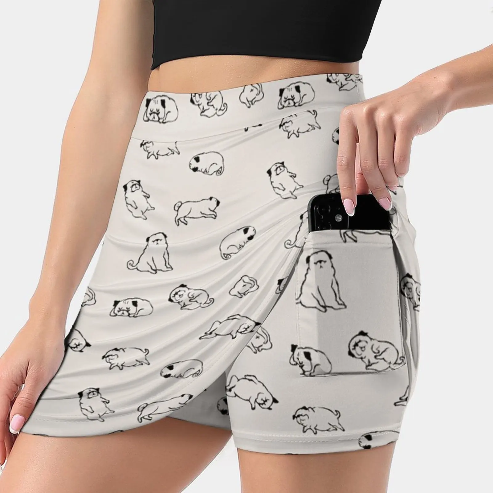 More Sleep Women'S Summer Fake Two Piece Skirts Casual Sports Beach Skirt Girl Skorts Pug Sleep Lazy Nap Sunday Monday Puglife