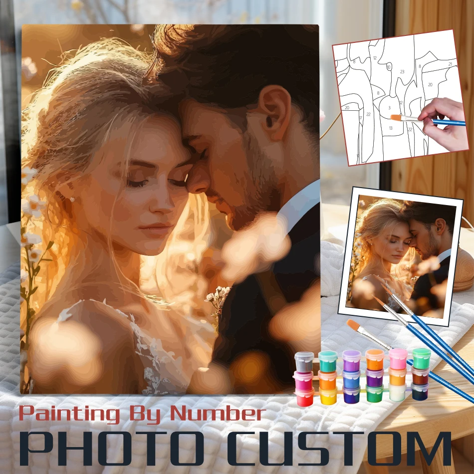

CHENISTORY Customized Paint By Numbers Handpainted Custom Diy Making Kits Picture Valentine's Day Paint Your Photo By Number