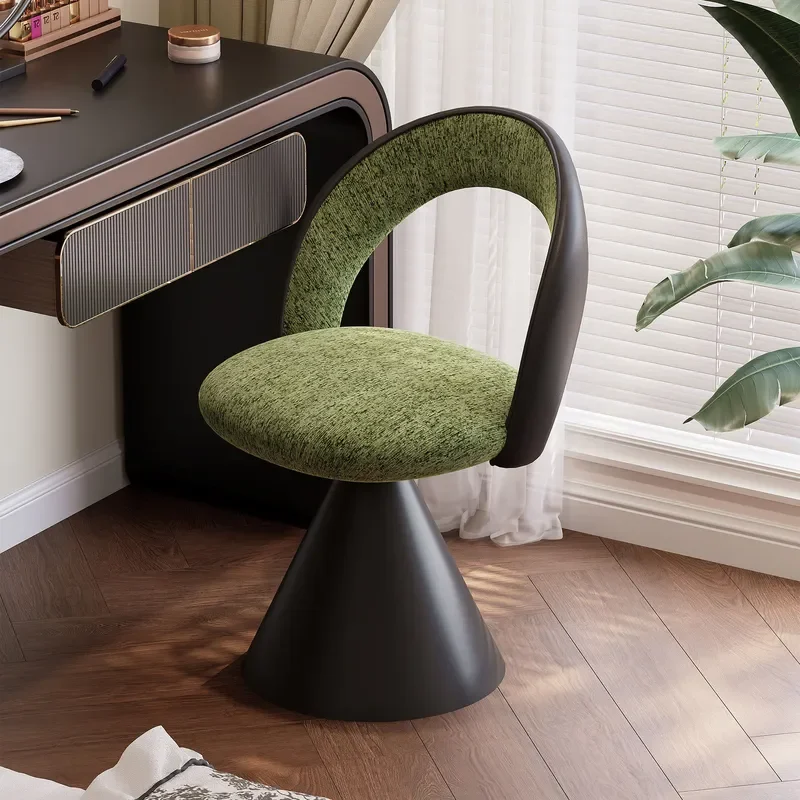 for Retro Style Wooden Base Rotatable Dressing Stool for Master Bedroom Vanity Beauty Salon Commercial Manicure Chair