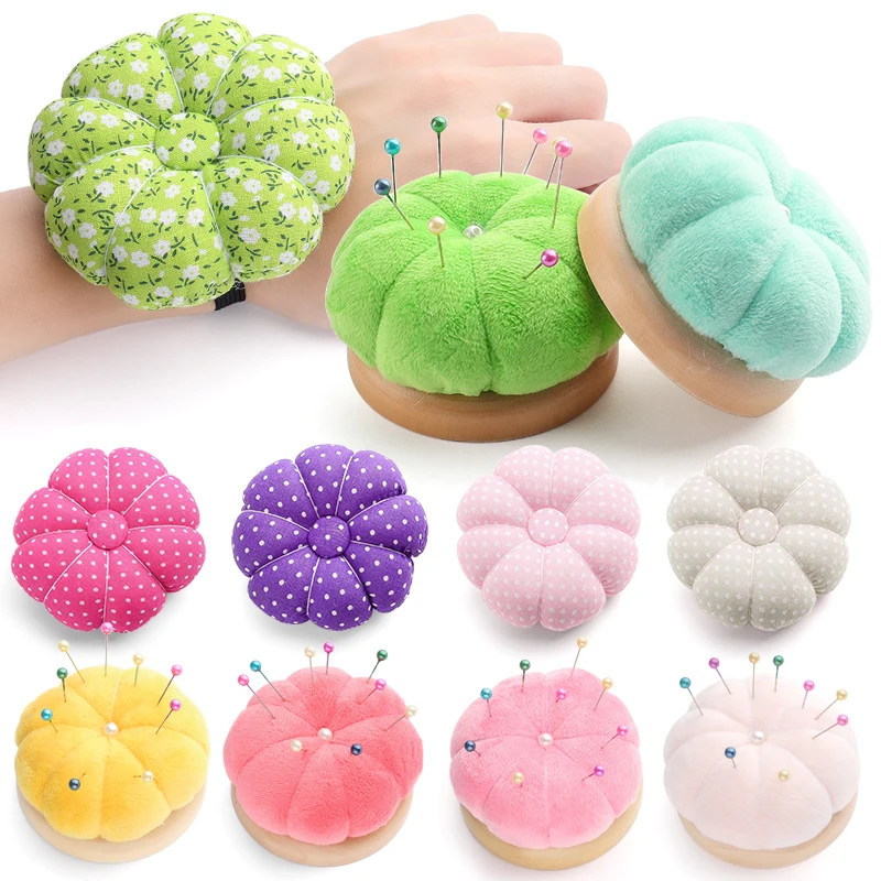 1Pcs Pin Cushions Pumpkin shaped sewing needle pad Pincushions for Sewing with Wristband,Sewing accessory For DIY Craft