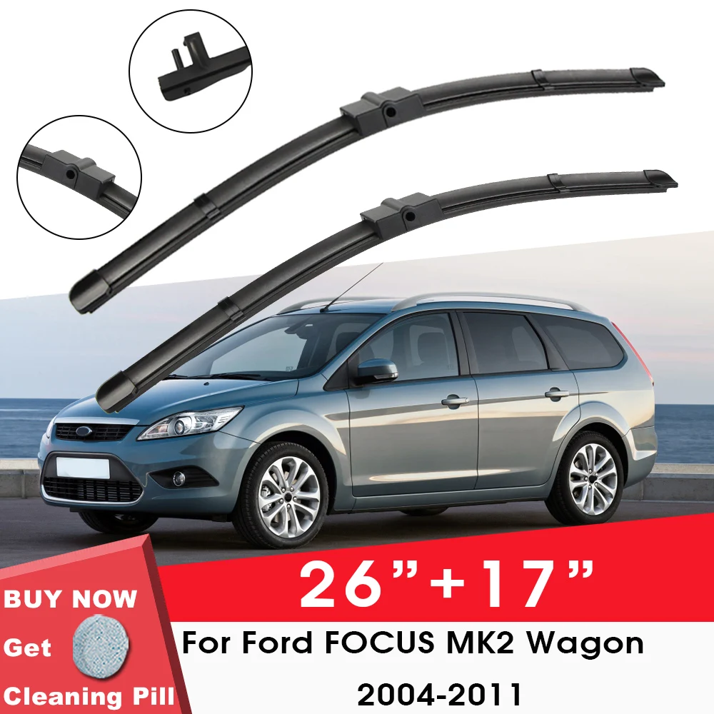 

Car Wiper Front Window Windshield Rubber Silicon Gel Refill Wipers For Ford FOCUS MK2 Wagon 2004-2011 26"+17" Car Accessories
