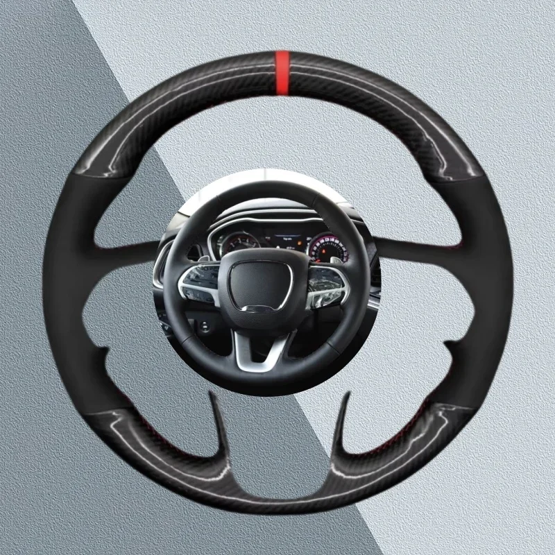 Customized Car Steering Wheel Cover For Dodge (SRT) Challenger 2015-2021 Charger Car Accessories Hand-sewn Steering Wrap