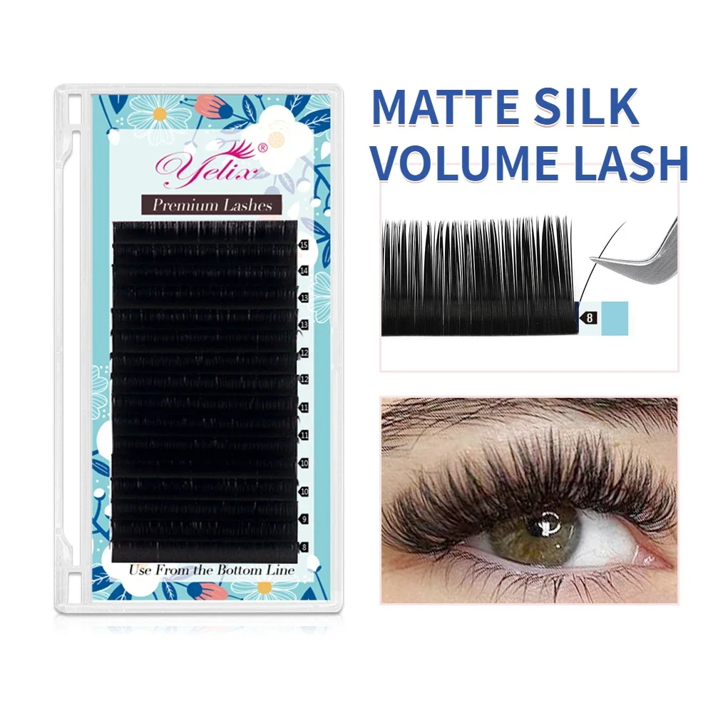 Yelix D+ Matte False Eyelashes Individual Mink High Quality 0.07mm Silk Eye Lashes Russian Volume Eyelash Extension Supplies