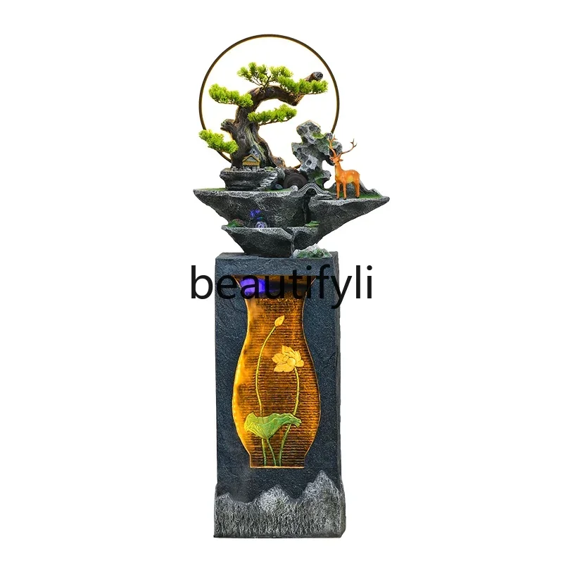 

EEECirculating water makes money Chinese rockery fountain floor ornament living room home entrance opening decoration
