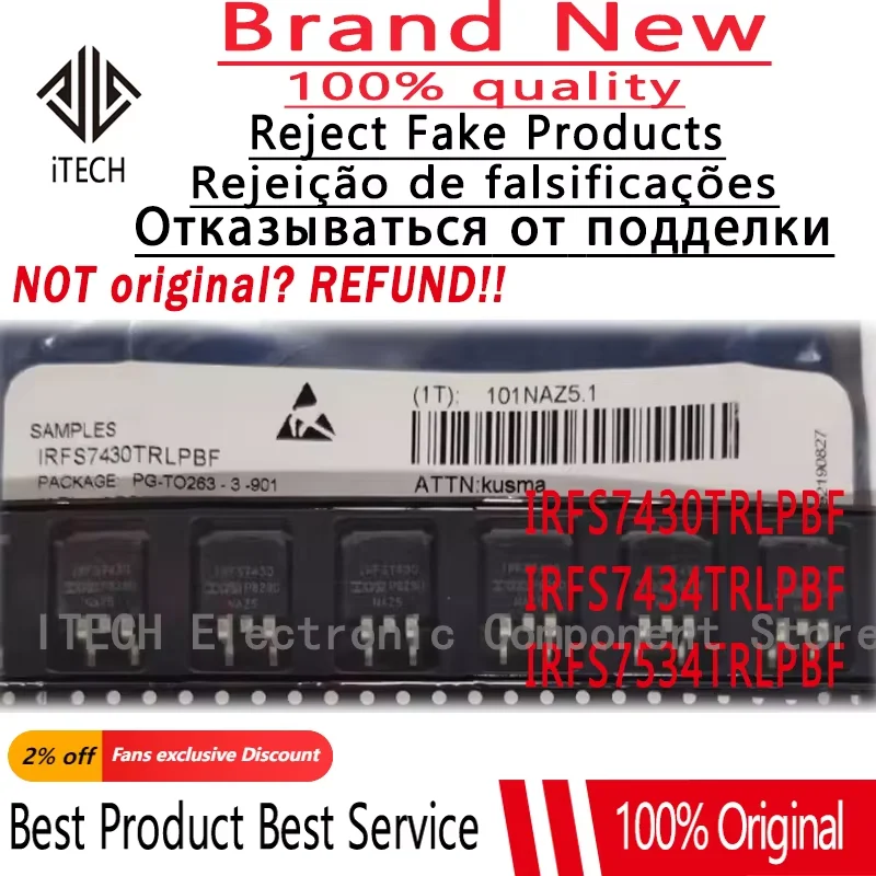 

10 шт./лот Оригинальные IRFS7430TRLPBF IRFS7430 IRFS7434TRLPBF IRFS7434 IRFS7534TRLPBF IRFS7534 Новые N-канальные силовые MOSFET-транзисторы