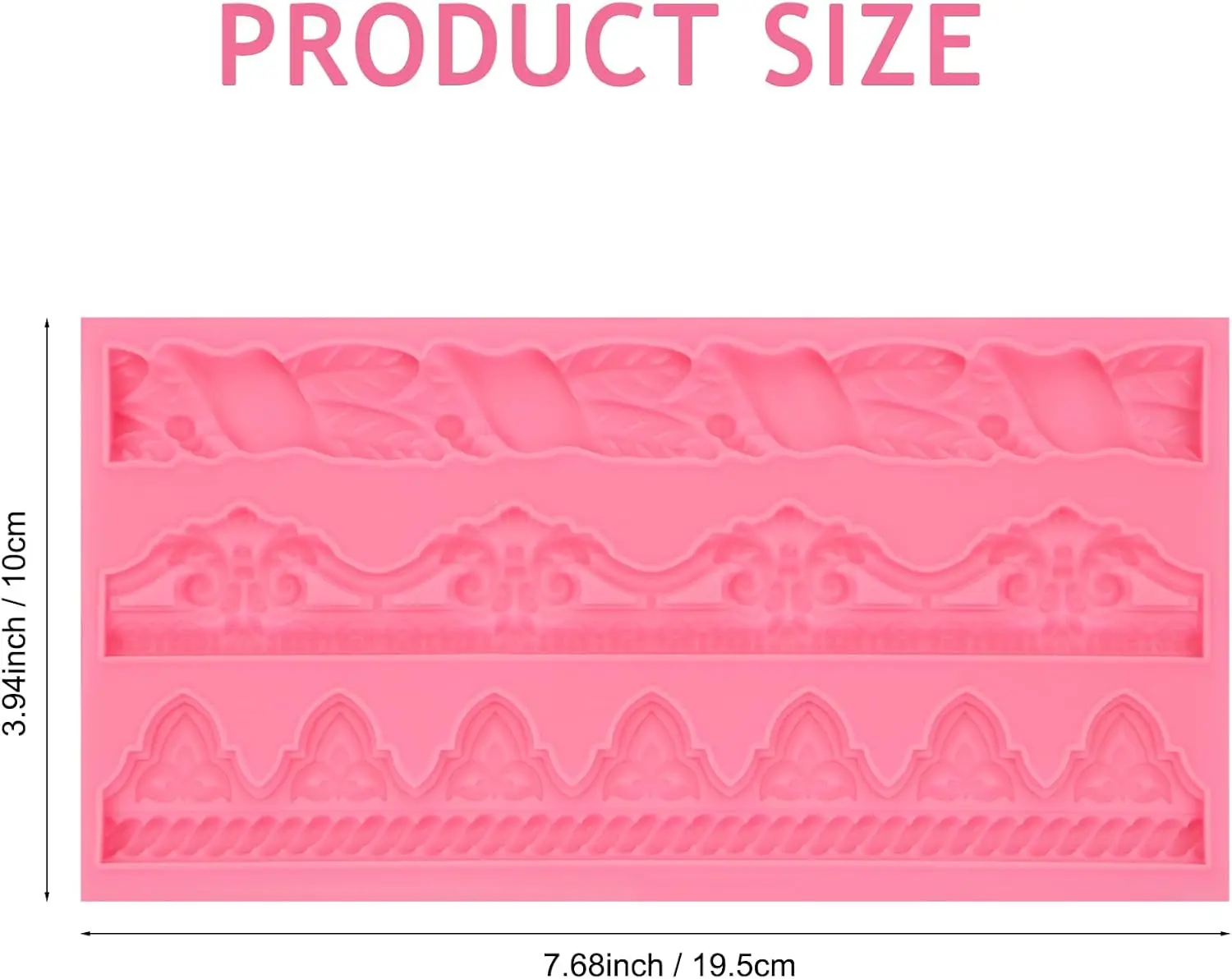Art Molds for Cake Decoration, Baroque Scroll Silicone Fondant Molds, Floral Relief Border Chocolate Baking Molds for Resin