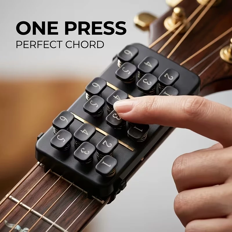 Portable Guitar Chord Presser, Guitar Chord Helper And Trainer for Acoustic Guitar, 110+ Chords One-Press Learning System
