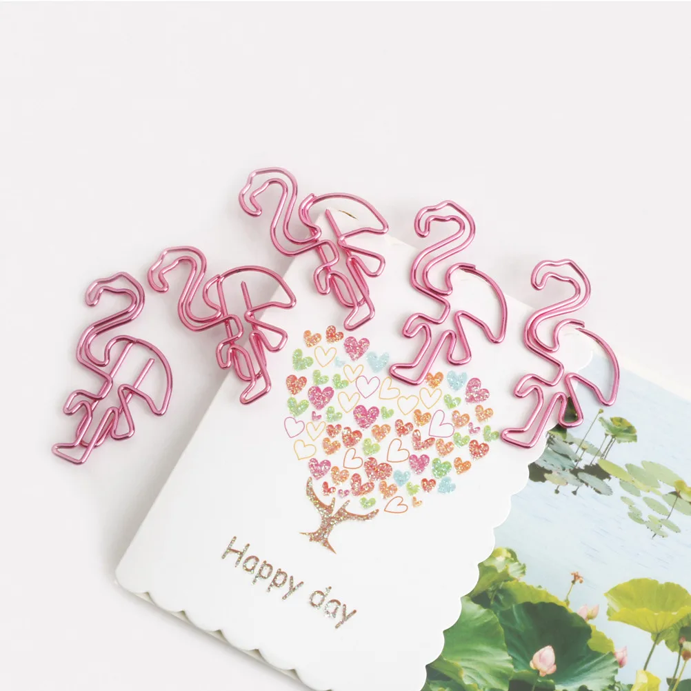 30Pcs Premium Metal Flamingo Paper Clips Shaped Bookmark Memo Clip Letter Holder Money Clip Decorative Stationery for Office