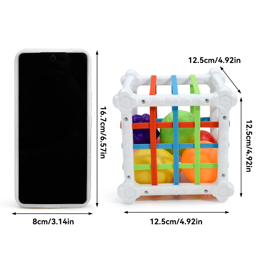 Juguetes sensoriales Montessori para bebés, cubo clasificador de formas, juguetes para bebés con frutas coloridas, actividad, aprendizaje de habilidades motoras finas para niños de 1 año