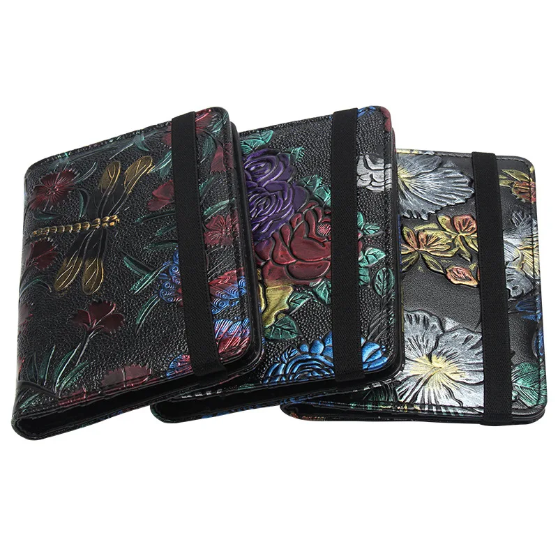 Anti-Magnetic RFID Passport Cover Hand-Painted Embossed Dragonfly Peony Women Men Travel Credit Card Holder обложка на паспорт