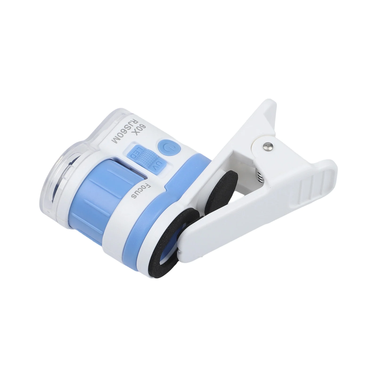 60x Magnification Clip-on Microscope LED White Light Phone Attachment ABS Shell Acrylic Lens Portable Inspection Tool Set