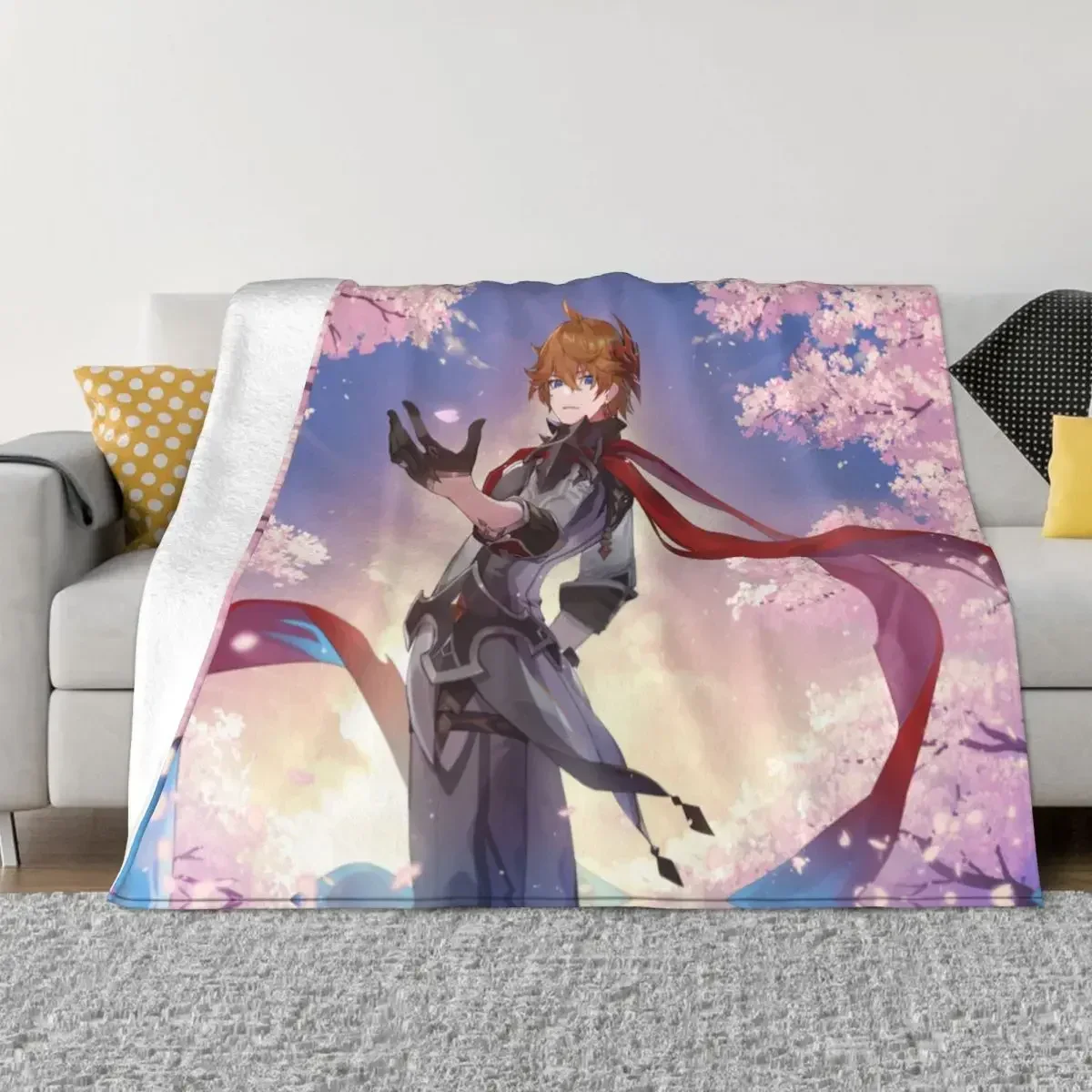 Cozy Childe Genshin Impact Tartaglia Blanket Stuff Bed Decorative Throws And Blankets Lightweight Thin Fleece Plush for Couch