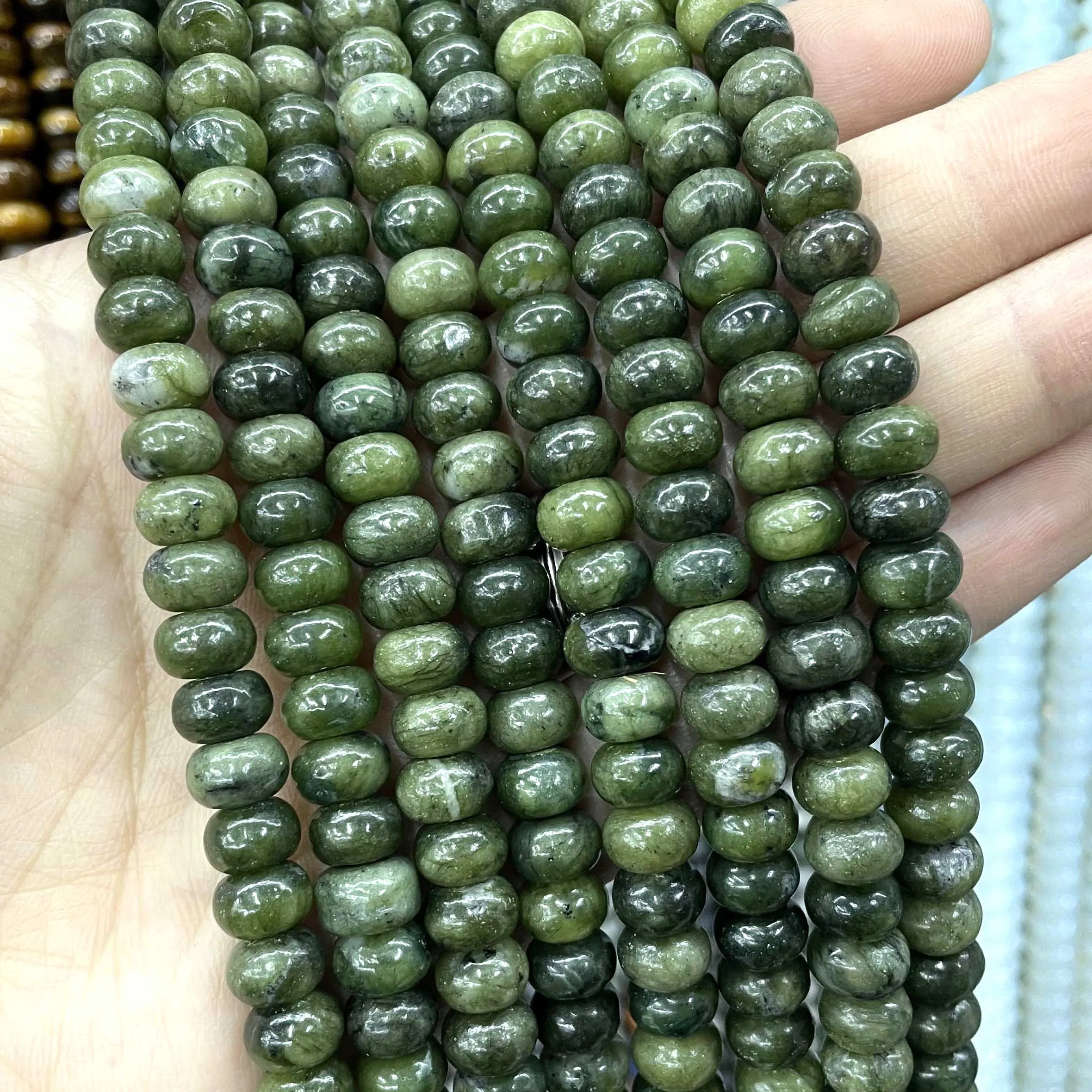 Natural Stones Green Canada Jades Round Faceted Square Geometric Shape Loose Jewelry Beads for Making Bracelets DIY Accessories