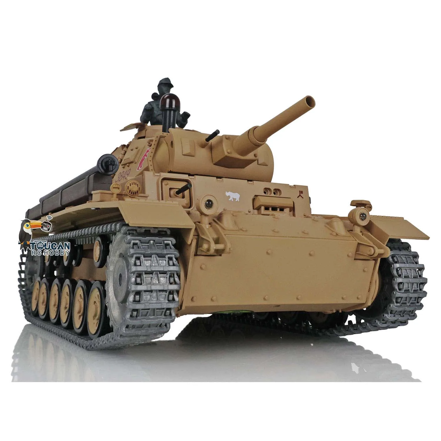 HENG LONG 1/16 Escala 7.0 Tanque RC Panzer III H RTR mejorado 3849 W/ 360 °   Torreta Caja de cambios de metal para fumar BB Shoot Cars TH17367