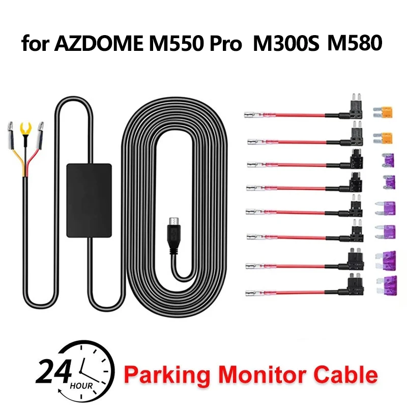 

12V/24V in 5V3A Out Type C USB Car Dash Camera Charger Adapter Hard Wire DVR Hardwire Kit for AZDOME M550 Pro/M550 Max/M300S