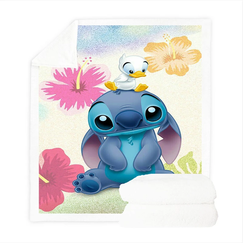 

MINISO Cartoon Stitch Blanket Series Kawai Shearling Office Nap Blanket Cute 3D Digital Printing Soft Comfortable Sofa Blanket