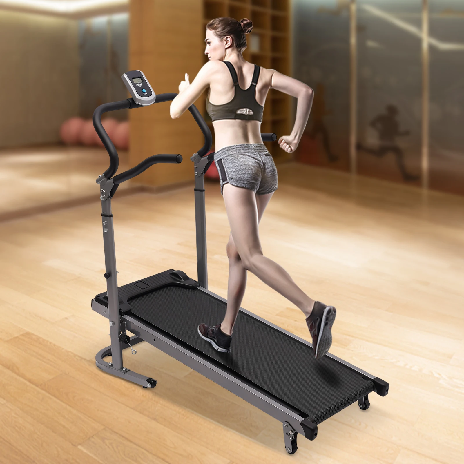 Cinta de correr plegable con inclinación para el hogar con monitor LED, correr, trotar, caminar, máquina de ejercicio, ahorro de espacio para gimnasio en casa