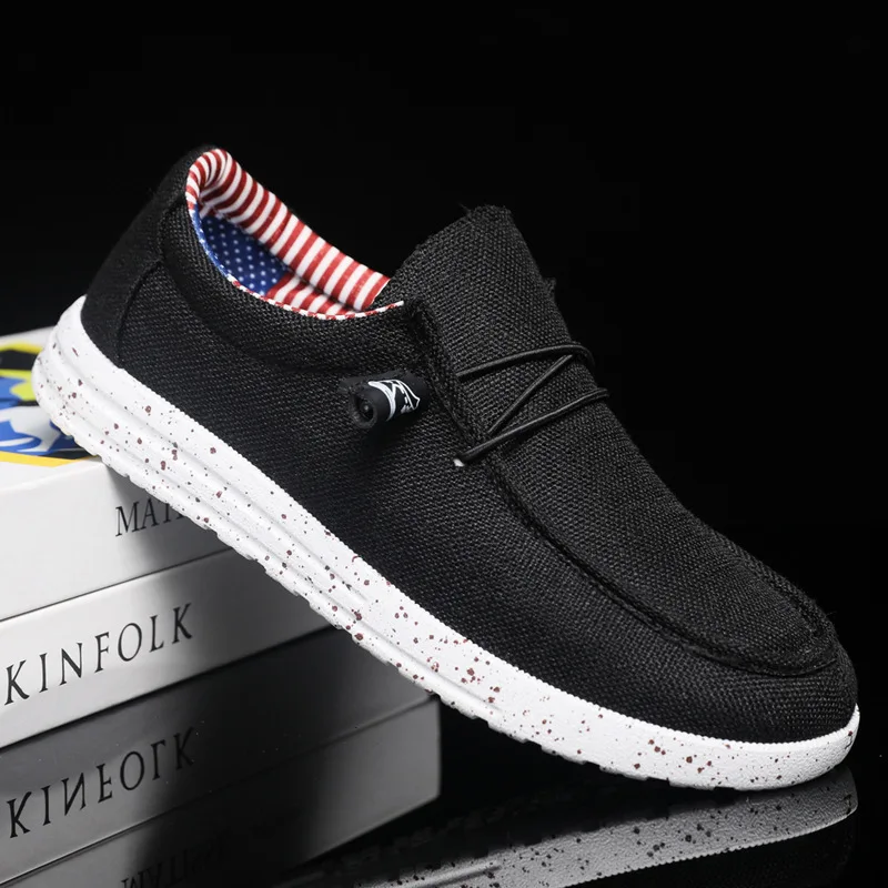 Grote maat loafers Koreaanse versie modieuze casual trend heren boardschoenen ademende lichtgewicht canvas schoenen platte sneakers