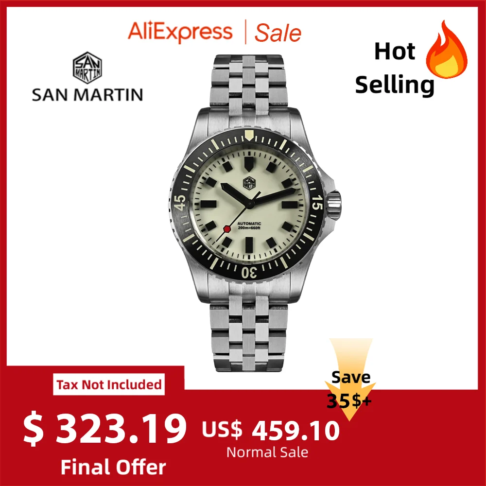 San Martin New 1200HV Hardening Coating Toolwatch ST2130Movement 3D Luminous Indices Full Lume Dial Watch Waterproof 200M SN0012