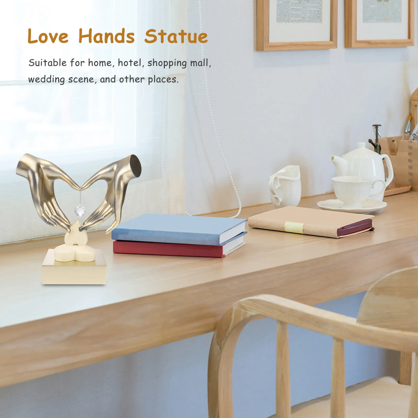 

1Pcs Heart Hands Ornament Symbolizing Eternal Love Resin Couples Statue for Bedroom Desk Decor Valentine Wedding Anniversary