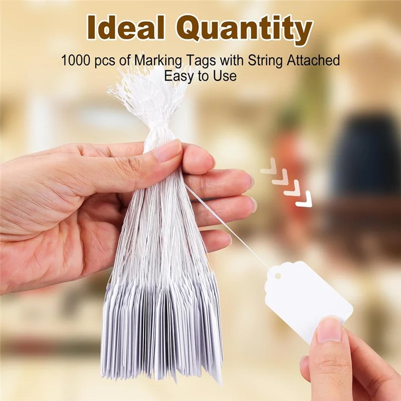 ABFN-1000 PCS prijskaartjes met touwtje bevestigd, 1,77 x 1,1 inch hangtags met touwtje bevestigd, naamtags voor tassenkleding
