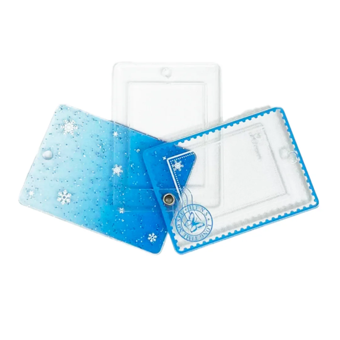 Creative Stamps Photo Frame Keychain Acrylic 1 Inch Photo Card Holder Organizer Idol Photo Storage Pendant Slide Card Case