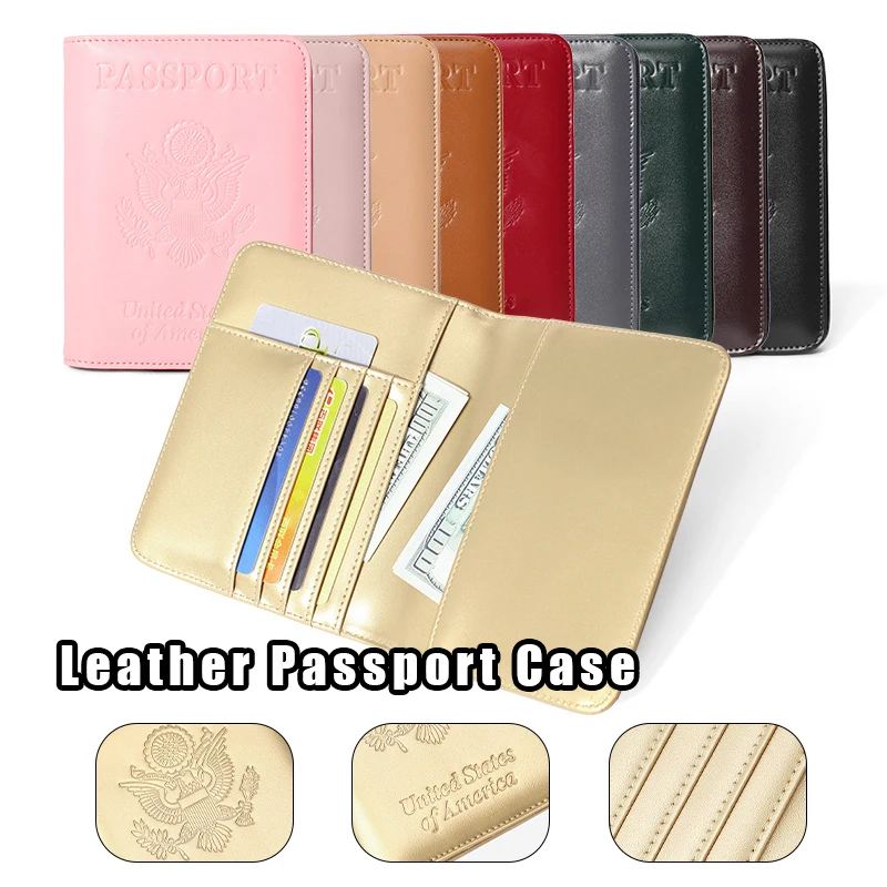 Leather Passport Book Antimagnetic Multi Card Ticket Holder Travel Wallet Cover Pu Leather Passport Case Protection