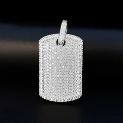 Hip Hop Iced Out Zircon Dog Tags Square Pendant Men Jewelry Bling Geometric Necklace Pendant Plated 16K Gold Birthday Gift