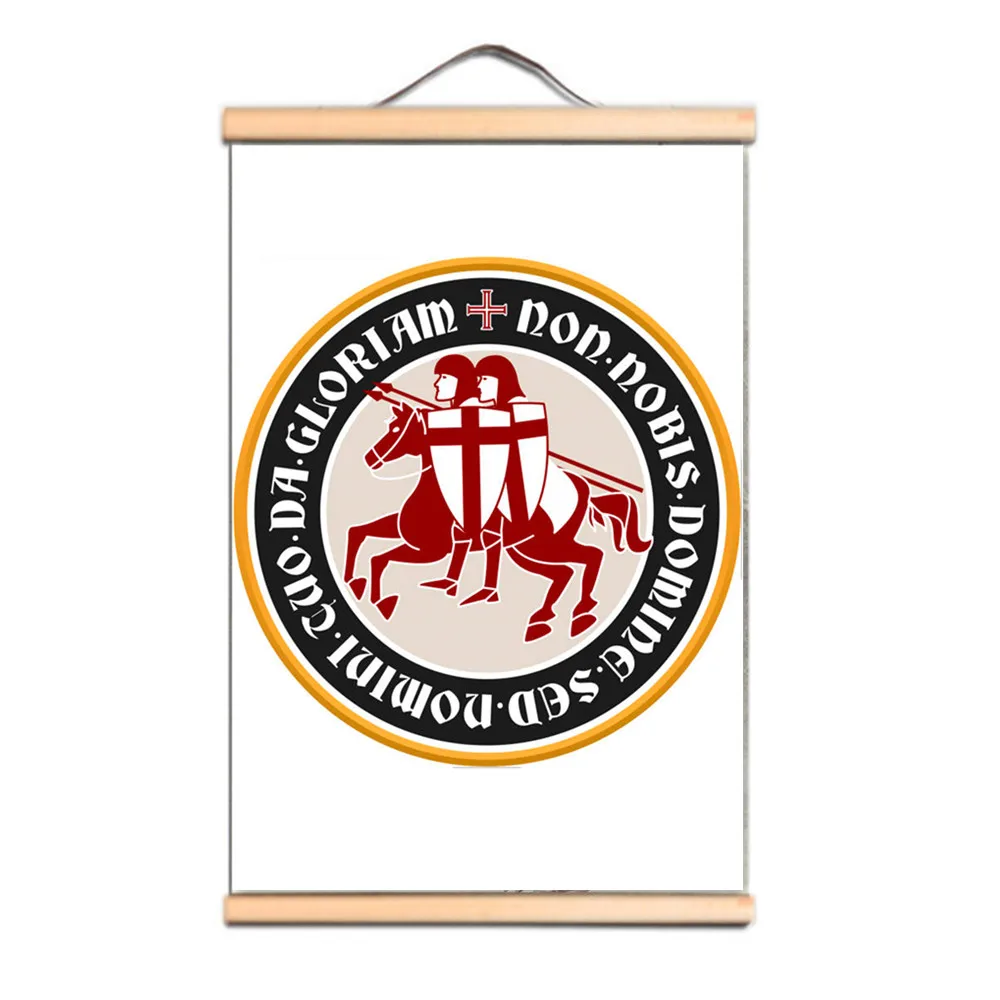 

Indoor Walls Decor Scroll Painting Medieval Knights Templar Canvas Scroll Poster with Wooden Hanger Wall Art For Living Room E5